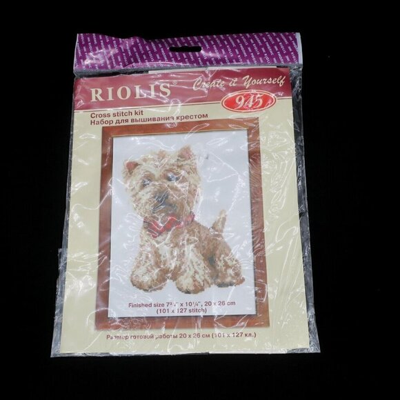 Riolis Counted Cross Stitch Kit 945 West Highland Terrier Dog 7.75" x 10.25" NEW - Picture 1 of 5